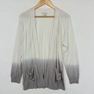 Barefoot‎ Dreams Luxeblend Ivory Grey Ombre Cardigan Sweater Women's Medium